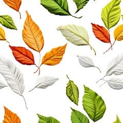 Canvas Print -  embroidery-leaf-seamless-pattern-isolated-on-white-background