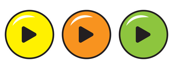 Play button icon vector set. Start Buttons Illustration. Music video start sign. Vector illustration.