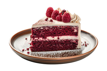 Wall Mural - Red velvet cake sliced isolated on transparent background. 