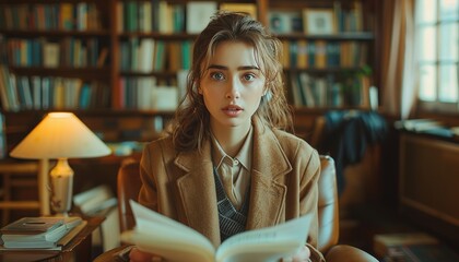 woman reading a book