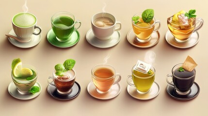 Poster - 3D Tea Icon Set