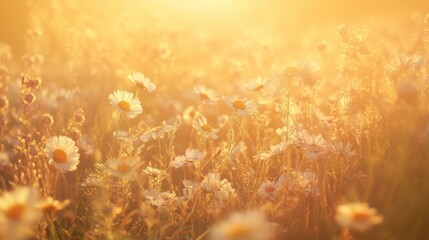 Wall Mural - Golden Meadow of Daisies