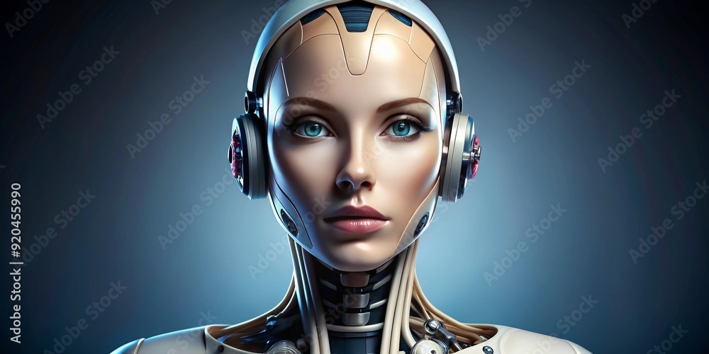 Android robot designed to look like a human woman, featuring realistic ...