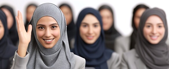 Wall Mural - Attractive millennial Asian Muslim businesswoman or female office worker wearing hijab 