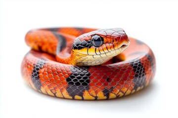 Wall Mural - Red black striped snake isolated on white background