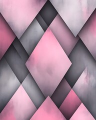 Fototapete - Seamless Abstract with Overlapping Diamond Shapes in Pink and Grey