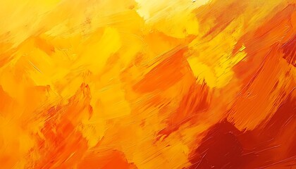 Poster - Dynamic Abstract with Brushstrokes in Burnt Orange and Sunshine Yellow
