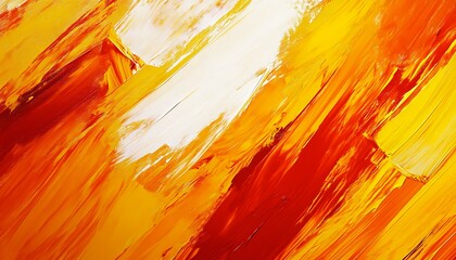 Poster - Dynamic Abstract with Brushstrokes in Burnt Orange and Sunshine Yellow