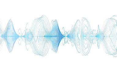 Poster - A blue line with white background and no shadow is drawn in the shape of an audio spectrum wave, with one point connected to another.