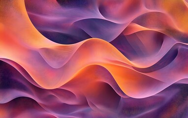 Poster - Non-Seamless Abstract with Overlapping Waves in Burnt Orange and Lilac