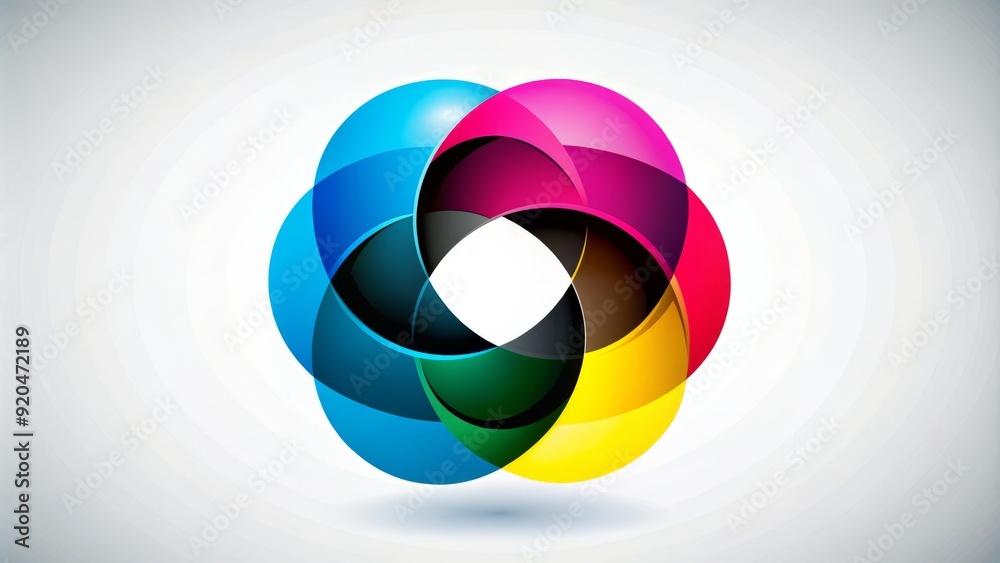 Colorful CMYK logo design concept featuring overlapping circular shapes ...