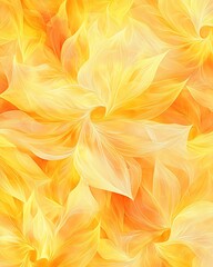 Poster - Seamless Abstract with Intricate Floral Patterns in Sunshine Yellow and Peach Fuzz