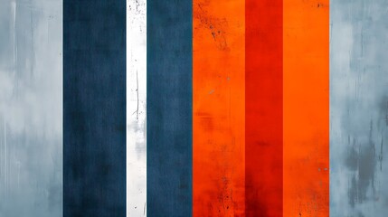 Poster - Non-Seamless Abstract with Bold Stripes in Chambray Blue and Burnt Orange