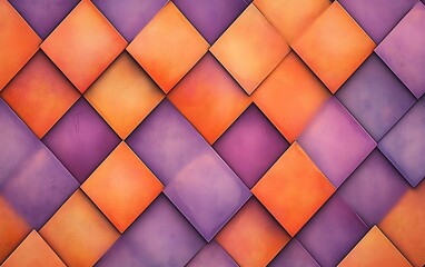 Fototapete - Seamless Abstract with Overlapping Diamonds in Burnt Orange and Lilac