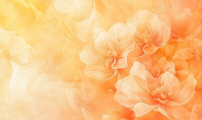 Aufkleber - Seamless Abstract with Intricate Floral Patterns in Peach Fuzz and Sunshine Yellow