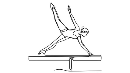 Balance beam athlete one line drawing