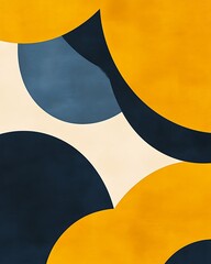 Poster - Non-Seamless Abstract with Bold Overlapping Circles in Burnt Orange and Chambray Blue