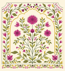 Wall Mural - Mughal decorative ornamental floral. Vintage intricate traditional mughal style with flowers and foliage.