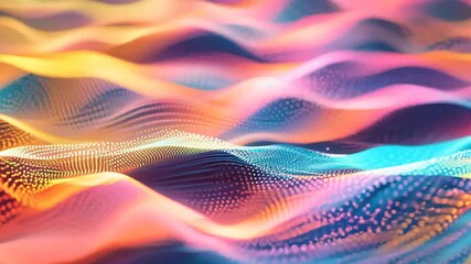 Abstract Colorful Waves of Digital Data in Vivid Neon Hues.