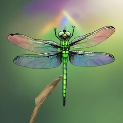 Wall Mural - dragonfly sits in the garden, ai-generatet