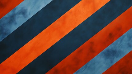 Aufkleber - Chambray Blue and Burnt Orange Bold Striped Background