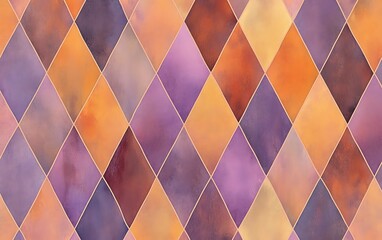 Poster - Burnt Orange and Lilac Diamond Grid Seamless Background
