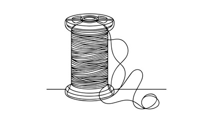 Thread Spool one line art