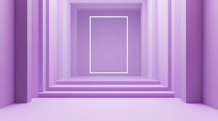 Poster - Minimalist Lilac Background with Centered White Rectangle