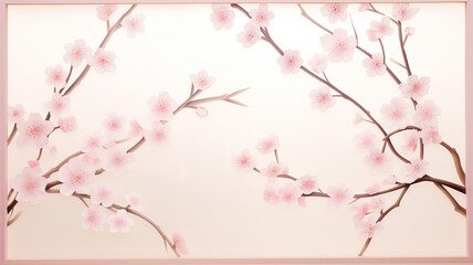 Wall Mural - A blooming sakura branch, pink flowers on a light background, a romantic image of spring