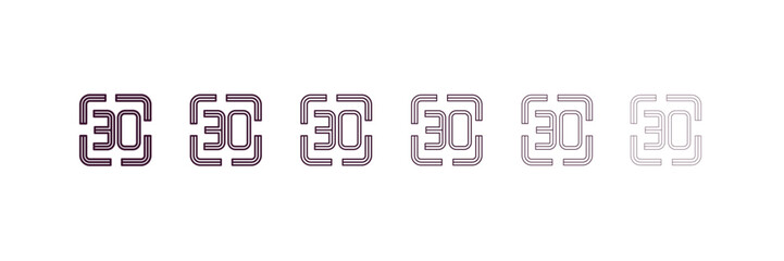 Poster - digital display 30 outline icon. Linear vector from education concept. 6 different line style digital display 30 icon included thin, light, regular, medium, bold, black