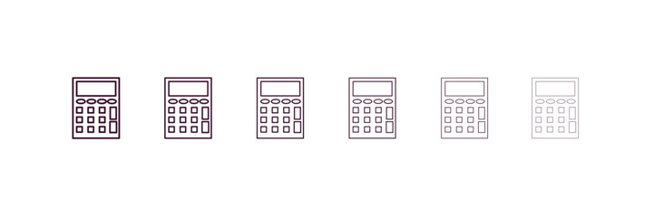 Poster - small calculator outline icon. Linear vector from education concept. 6 different line style small calculator icon included thin, light, regular, medium, bold, black