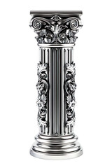 Silver Column Pedestal Isolated on transparent background.