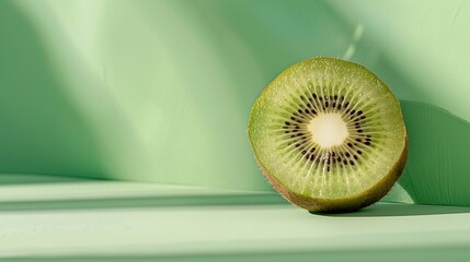 Canvas Print - Kiwi Slice on a Green Background