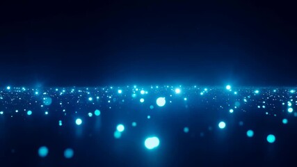 Poster - Animation of blue particles floating in dark space