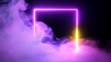 Poster - Colorful neon lights create a vibrant effect against a fiery background