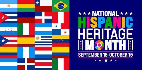 Wall Mural - national hispanic heritage month festival world flag background or banner template. use to banner, c
