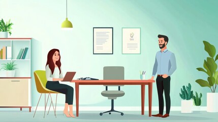 Wall Mural - Business Meeting in a Modern Office