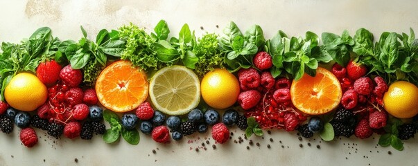  Vitamin-rich diet, healthy habits, flat design illustration