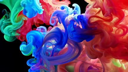 Poster - Colorful smoke swirls in a dark setting, creating vibrant patterns and shapes