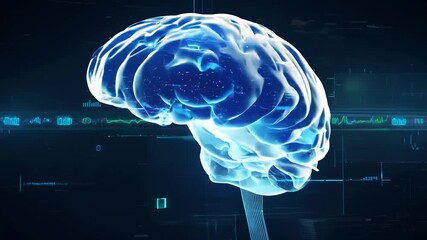 Poster - Futuristic cyborg probe explores advanced neural networks in a virtual landscape