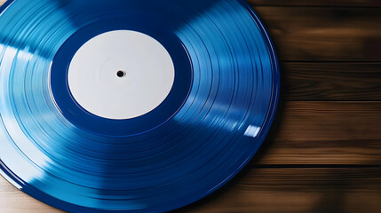 Wall Mural - Blue and white 45 rpm vinyl record with copy space