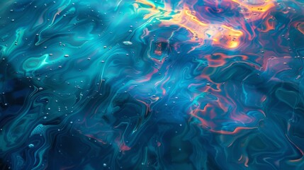 Wall Mural - a stunning and beautiful abstract image showcasing vibrant blue and orange patterns within the water