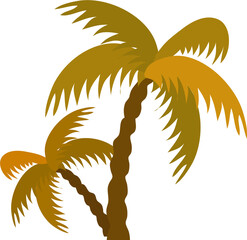 Wall Mural - Green and Yellow Palm Trees Element Png in Flat Style.