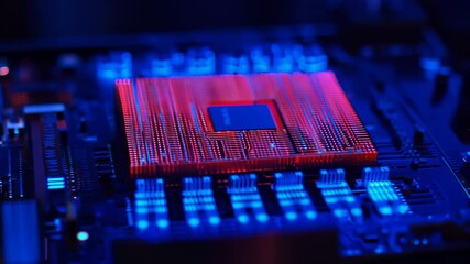 Aufkleber - Close-up view of a glowing probe on a circuit board during a tech demonstration