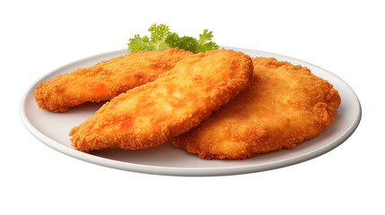 Homemade breaded chicken schnitzel Isolated On PNG Transparent And White Background