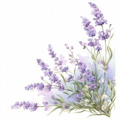 Wall Mural - A beautiful illustration of lavender flowers with green leaves, showcasing natural beauty.