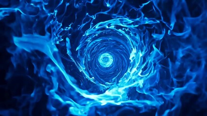Poster - Blue fire swirl animation depicting abstract patterns in dark setting