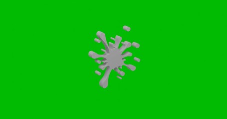 Poster - Animation of rotation of a white blot symbol with shadow. Simple and complex rotation. Seamless looped 4k animation on green chroma key background