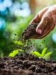 © TEN.POD - Hand planting seeds in soil.