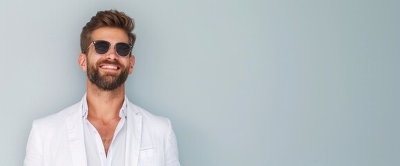 Cheerful summer traveler, full body shot on a clear white background, natural lighting